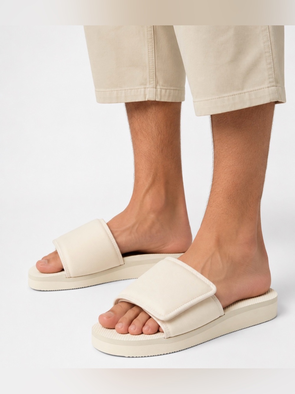 ZARA Men’s Cream Adjustable Padded Slide Sandals NWT Size 10 / EU 43 Minimalist
